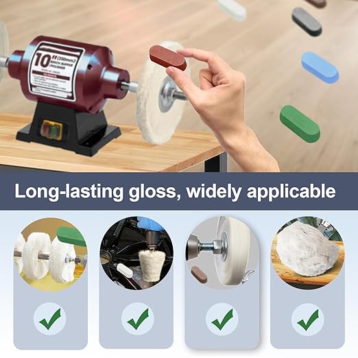 Neeki 6 Pcs Metal Polishing Buffing Compound for Buffing Wheel, Polish Paste, Each Colors Represent Different Coarse and Fine Grit, Suitable for Stainless Steel, Jewelry, Aluminum, etc.