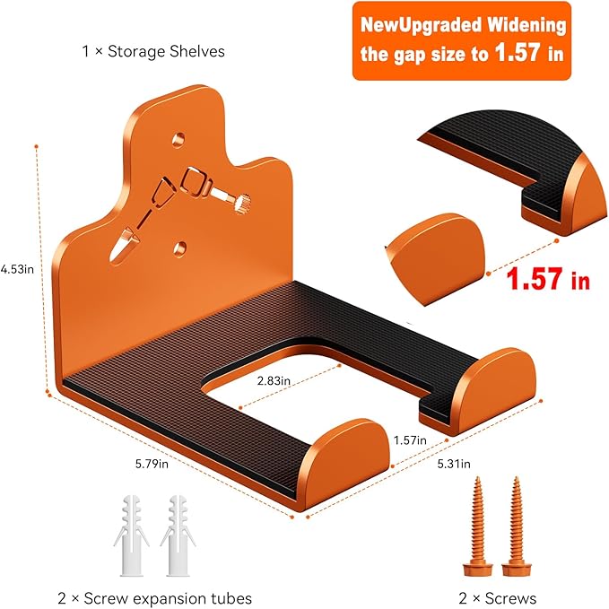 Garage Storage Trimmer Rack, Weed Whackers Holder Organizer Garden Power Tool Hanger Wall Mounted for Garage Trimmer, Hedge Trimmer, Grass Trimmer, Garden Tools,2 Packs(Orange)