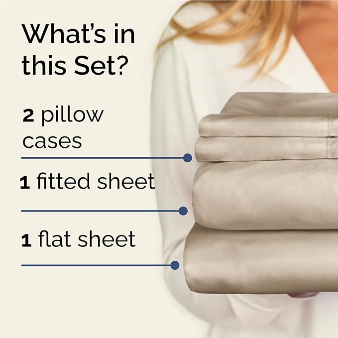 Twin XL 4 Piece Sheet Set - Comfy Breathable & Cooling - Ultra Soft Hotel Luxury Bedding Set w/ 8-16 Inch Deep Pockets - 1 Flat & 1 Fitted Sheet & 2 Pillowcases - Wrinkle Free and Easy Care - Wheat