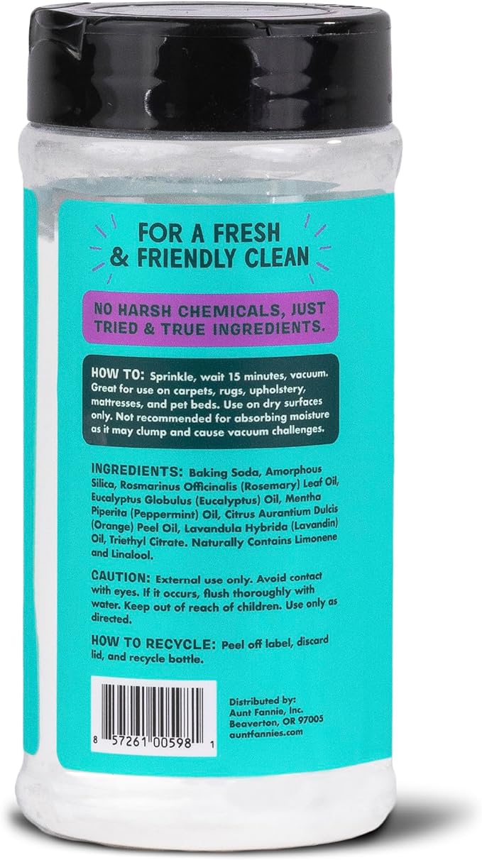 Aunt Fannie's Carpet Refresher & Deodorizer Powder, Multi-Purpose Carpet, Rug, and Upholstery Odor Eliminator for Homes with Cats and Dogs, Lavender Scent, 16 Oz (Pack of 1)