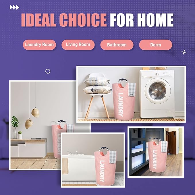 Caroeas 90L Laundry Basket (13 Colors), Waterproof Laundry Hamper, Laundry Bag with Padded Handles, Clothes Hamper Stands Up Well, Collapsible Laundry Basket Easy Storage