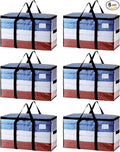 TAILI Extra Large Moving Bags, 6 Pack Clear Heavy Duty Totes for Storage with Visible Window, Wrap Around Handles, Storage Bags for Space Saving, Alternative to Moving Boxes