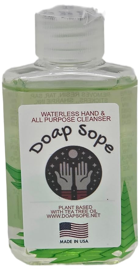 Doap Sope (Dope Soap Plant-Based, Hand/Multi-Purpose Cleanser with Tea Tree Oil. MADE IN USA Mechanic hand cleanser/Industrial degreaser. Resin, Tar, Sap, Soot, Ink, Wood Stain, some glues.