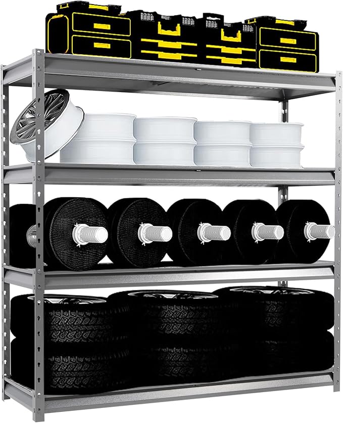 Shuntong The Atlas 72" W Metal Garage Shelving Unit Load 12000 Lbs, Heavy Duty Storage Rack, Adjustable Industrial Shelves for Warehouse Shop Basement, 72" W x 24" D x 72" H, Grey