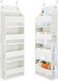 Yecaye Over the Door Organizer, 35.2lbs Load Toy Stuffed Animal Storage, Bathroom Organizers and Storage for Nursery Newborn Baby Essential Stuff Dorm Room Essentials, Cream White 4 Tier