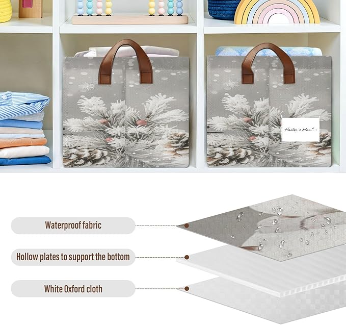 senya Christmas Storage Basket for Organizing, Snowman Pine Cones Snowflake Large Storage Bins Boxes Containers Laundry Basket for Closet Organizers Clothes, B06D24026