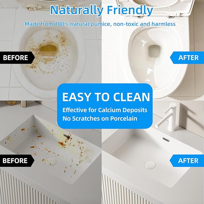 Toilet Pumice Stone for Cleaning, Toilet Bowl Pumice Stone, Extra Long Handle Toilet Bowl Cleaners for Removing Hard Stain Lime. Ideal for Toilet Bathroom Sink Grill Pool(2 Pack White)