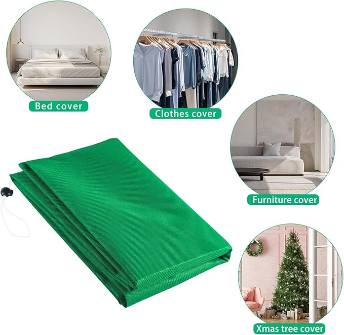 Upright Christmas Tree Storage Bag, Tapered Christmas Tree Cover for 7.5 FT Artificial Tree Standing with Ornaments, Tear Resistant Holiday Assembled Xmas Tree Bag with Zipper and Drawstring (Green)