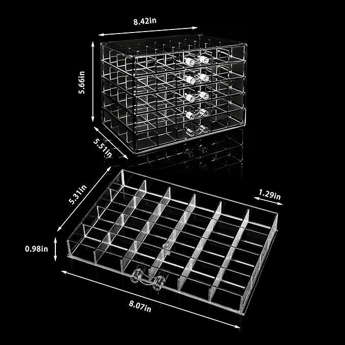 Clear Acrylic Jewelry Storage Box, Earring Jewelry Organizer with 5 Drawers, 5-Layer Jewelry Box for Women, Earrings Display Holder for Ring Bracelet Necklace, 120 Grid Compartment Storage Box