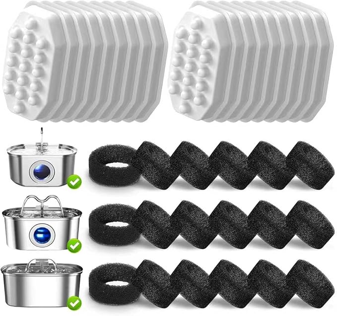 18 Count Replacement Filters for 3.2L/108oz Automatic Pet Water Fountain, Cat Fountain Filter Accessories for Clean Drinking Water