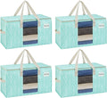 VENO 4 Pack Moving Bags, Storage Bins with lids, Packing Supplies for College, Alternative to Moving Boxes, Foldable, Heavy-Duty Tote (Evergreen, 4 Pack)