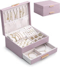 Lolalet 2-Layer Jewelry Boxes Organizer for Women Girls, Jewelry Storage Case Holder with Drawers for Necklaces Rings Earrings Bracelets Watches, Gifts Choice for Girlfriend Wife -Purple