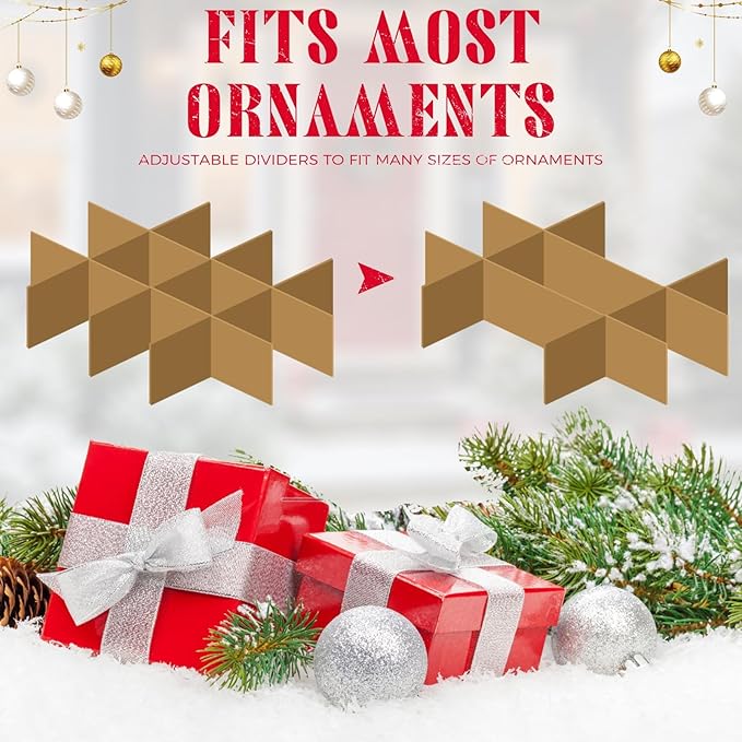 Christmas Ornament Storage Container Box, Adjustable Dividers- Large Christmas Ball Storage Boxes with 3 Removable Trays Keeps Holiday Decorations (72-4")