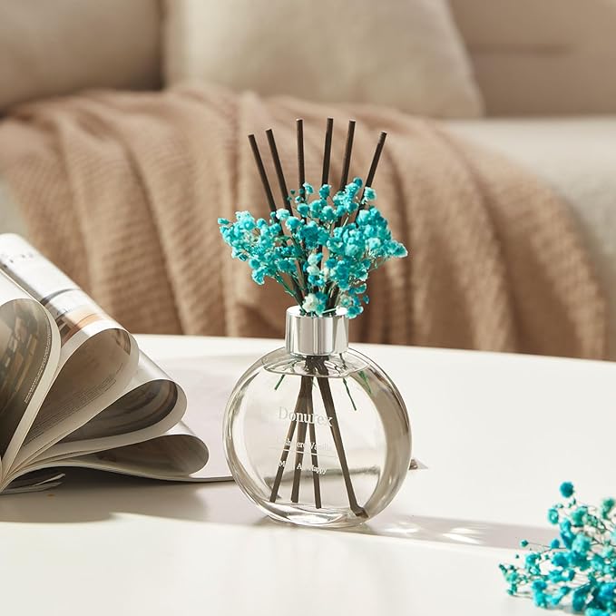 Flower Reed Diffuser Set 5.07oz Cashmere Vanilla Scent Diffuser with Sticks Home Fragrance Reed Diffuser for Bathroom Shelf Decor