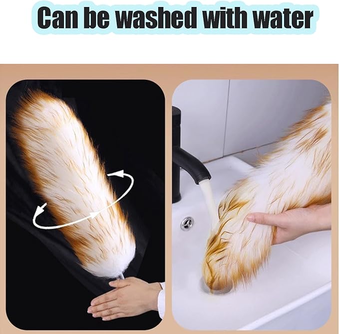 Leories Lambswool Feather Duster with Extension Pole up to 97inch,Extendable Feather Duster Used for Cleaning High Ceiling Fan, High Ceilings,Furniture,Hard to Reach Areas