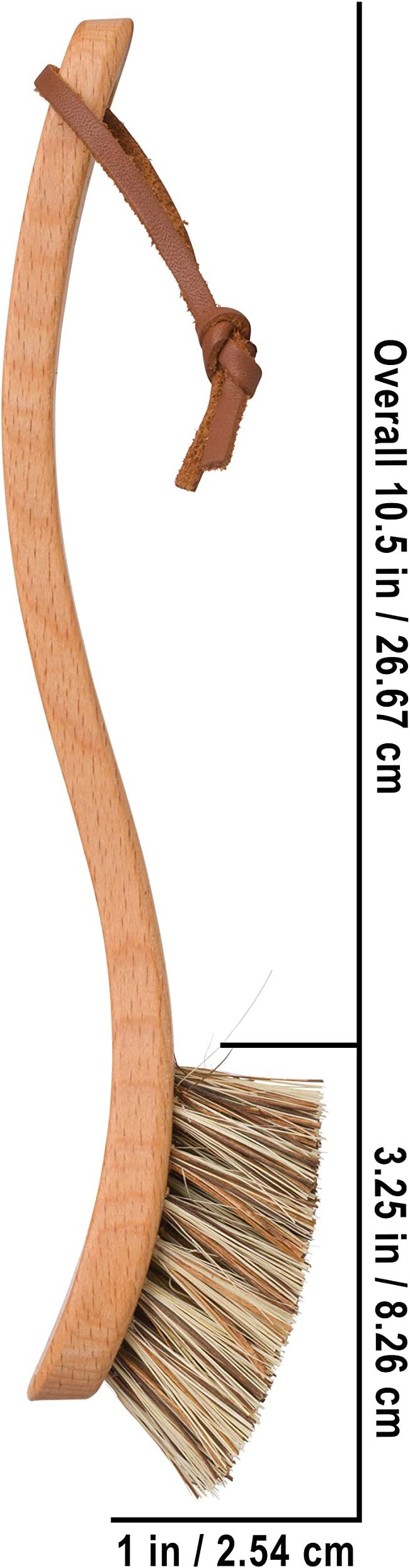 REDECKER Curved Dish Brush, Natural Union Plant Fiber Bristles, Ergonomic Design with Oiled Beechwood Handle, 9-1/4 Inches, Set of 2, Made in Germany - Natural Bristle Dish Brush