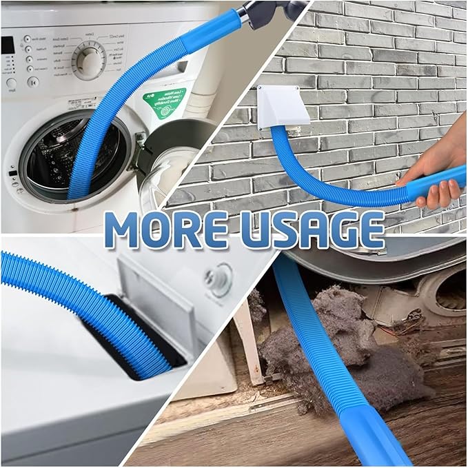 Universal Dryer Vent Cleaner Kit with Long Flexible Hose & Brush, Fits All Vacuums for Lint and Debris Removal