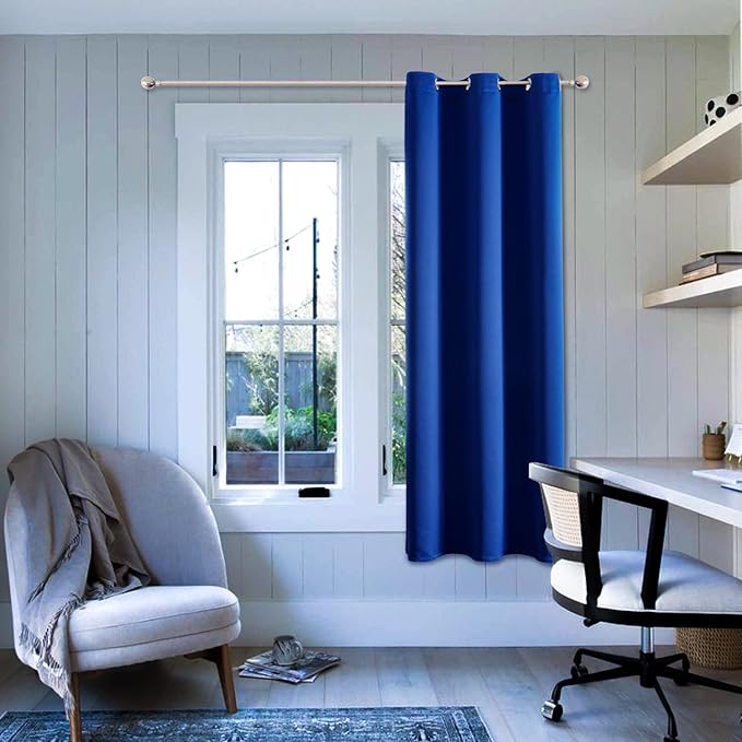 ChrisDowa Blackout Curtains 45 Inches Long for Living Room, Grommet Thermal Insulated Room Darkening Curtains for Bedroom (1 Panel Set, Royal Blue, 38W x 45L)
