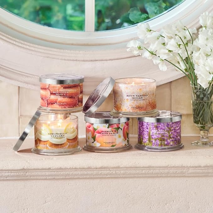 HomeWorx by SLATKIN + CO. Candle- Sea Salt Lavender, 14 oz. 3-Wick Premium Scented Candle - 20-40 Hours Burn Time