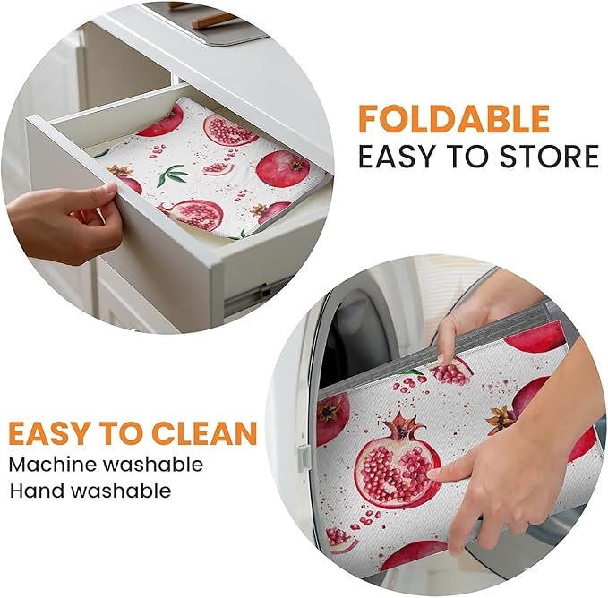 Dish Drying Mat For Kitchen Counter, Red Pomegranate Microfiber Absorbent Dish Drainer Rack Pad Reusable Large 18x24in Drying Mat