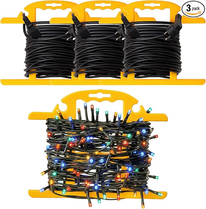 Ripeng 3 Pcs ABS Heavy Duty Extension Cord Storage Reel, Portable Christmas Light Storage Cord Organizer, Portable Hose Organizer Wrap-holds 100 Feet, H-shape Reel (Yellow)