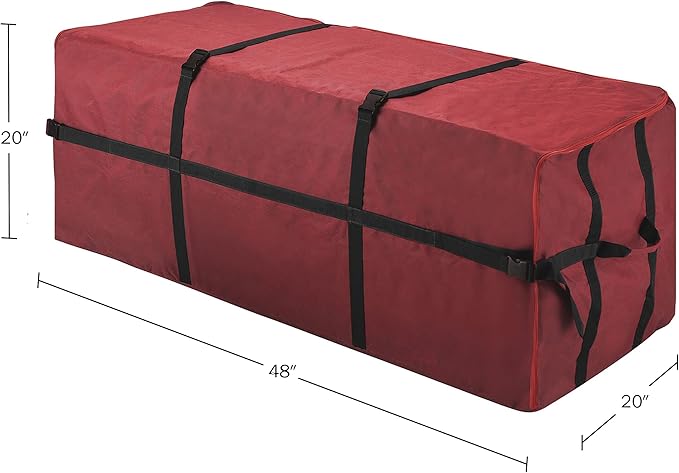 Elf Stor Heavy Duty Canvas Christmas Tree Storage Bag with Straps, fits up to 6 ft Tree, Red