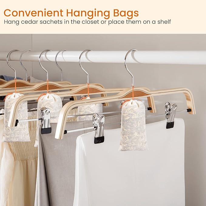 Homode Cedar Bags and Sachets - Aromatic Cedar Wood Blocks and Shavings for Clothes and Shoes Storage, Ideal for Closets and Drawers, 20 Pack