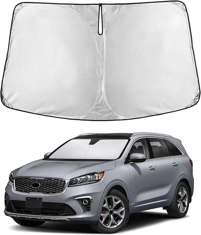 EcoNour Windshield Sun Shade Compatible for Kia Sorento 2021–2026 | SUV Front Window Sun Visor Protector | Foldable Sunshade | Blocks UV Rays & Keeps Cabin Cool