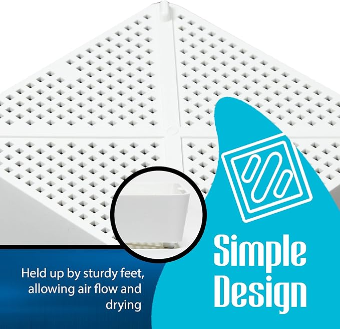 Plastic Shower Caddy, Fits Shower Shelves, Seats and Benches with Other Bathroom Must Haves, Mesh Shower Caddy Alternative, 8.5 x 2.5 inches