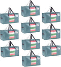 VENO 10 Pack Moving Bags, Christmas Storage Bins, Moving Boxes Alternative, Comforter and Blanket Storage Bags, College Dorm Packing Supplies, Foldable Heavy-Duty Tote (Shiny Light Blue, 10 Pack)