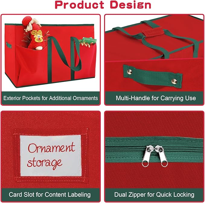 Christmas Nutcrackers Storage Box Stores 8 Figurines and Nutcrackers Sized 15 Inches, Holiday Nutcrackers Organizer with Adjustable Dividers, Extra Pockets, 600D Oxford Fabirc, Durable Handle