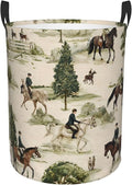 Laundry Hamper with Handles, Horse Riding Pattern, Collapsible Storage Basket, 15.7x19.6 inches (Vintage Equestrian Horse Racing)