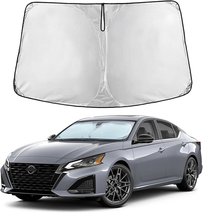EcoNour Windshield Sunshade Compatible for Nissan Altima 2019-2026-240T Polyester Material Cars Sun Visor Reflector Blocks UV Rays - Foldable Sunshade Interior Protection Accessories