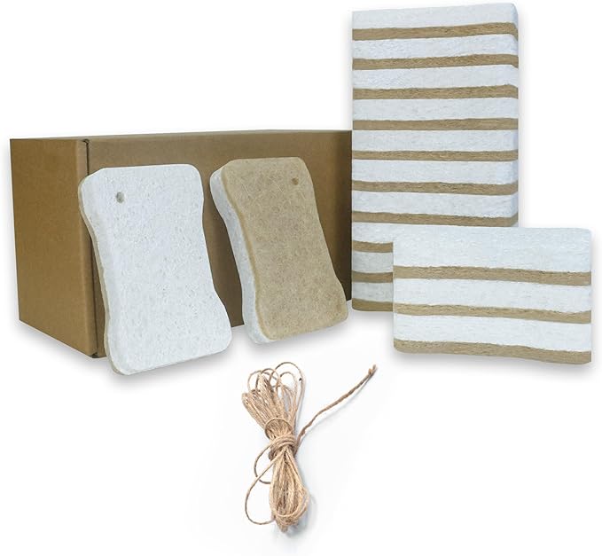 SCHCHNCH Organic Compostable Biodegradable Cellulose Sponges for Cleaning Kitchen Dishes/Sink/Pot/Potato, 15 Pack