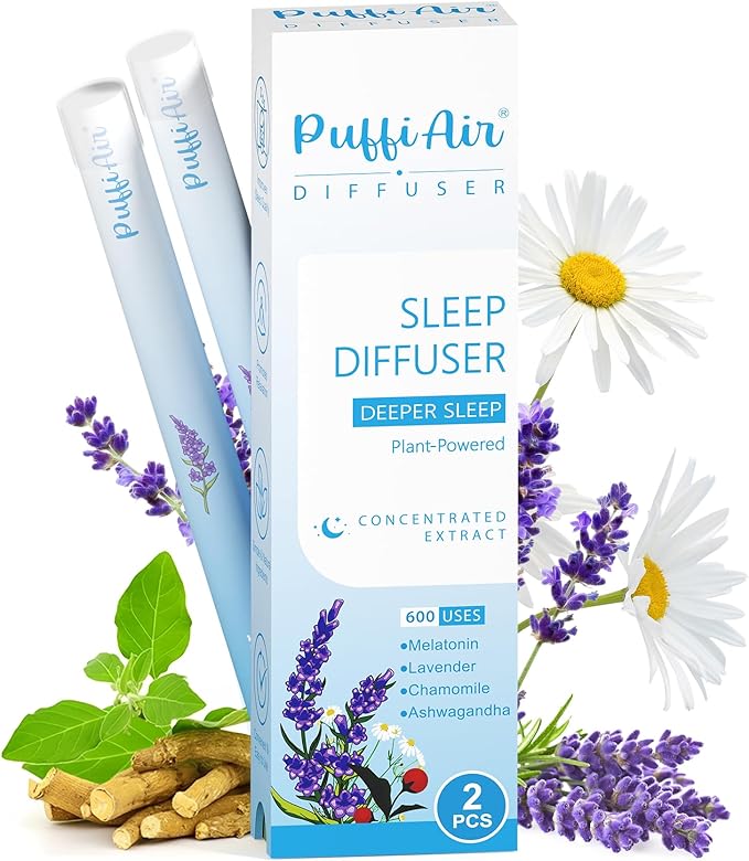 Herbal Diffuser Pen, Sleep Diffuser with Melatonin, Lavender, Ashwagandha & Chamomile for Calming Support, All Natural Swap - 600 Uses, 2 Diffusers, 1 Pack