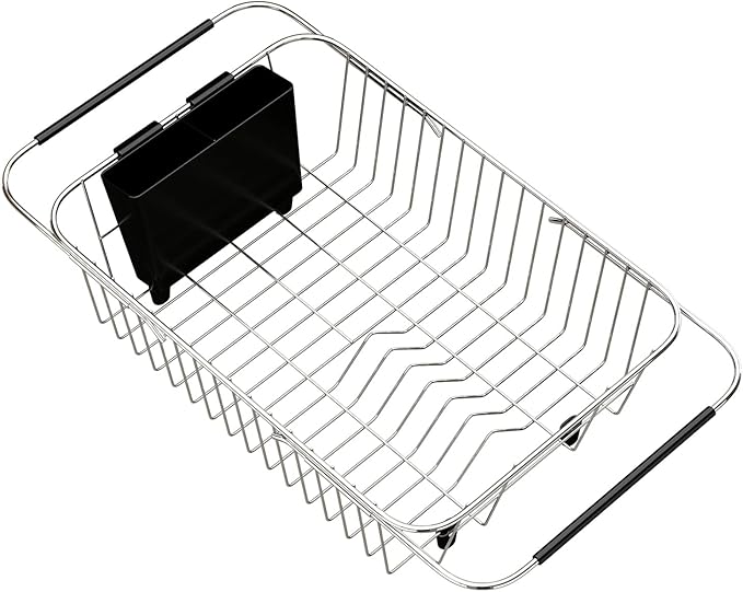 TESOT Adjustable Over Sink Dish Rack Stainless Steel Dish Drying Rack On Counter or in Sink, Rustproof