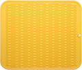 MicoYang Silicone Dish Drying Mat for Multiple Usage,Easy clean,Eco-friendly,Heat-resistant Silicone Mat for Kitchen Counter or Sink,Refrigerator or Drawer Liner Yellow XL 18 inches x 16 inches