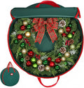 HOLDN’ STORAGE Premium Wreath Storage Bag - Durable Material - Waterproof - Heavy-duty Christmas Storage Container for Xmas Wreath with Dual Zipper Closure, Tear-proof, 24"W x 7"D - Green
