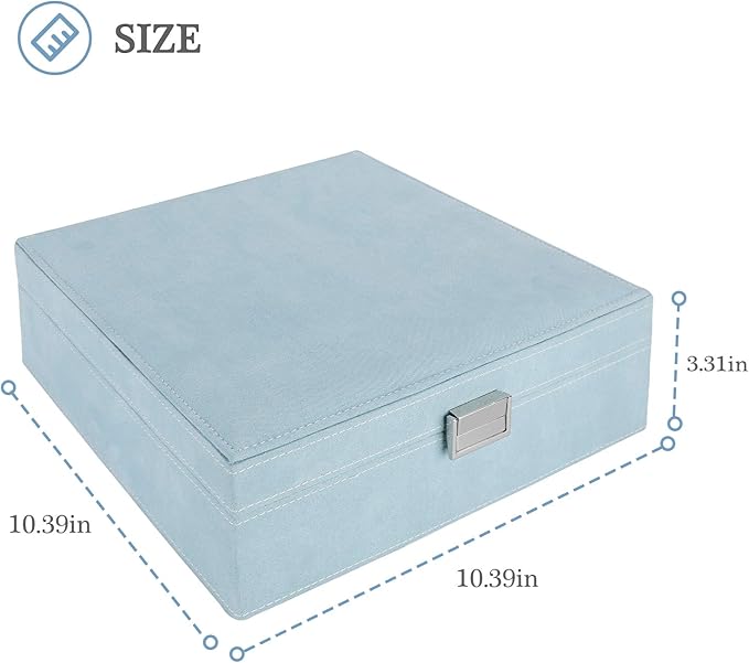 ProCase Velvet Jewelry Box Organizer for Women, 2 Layer Jewelry Display Storage Holder Case for Necklace Earrings Bracelets Rings -Blue