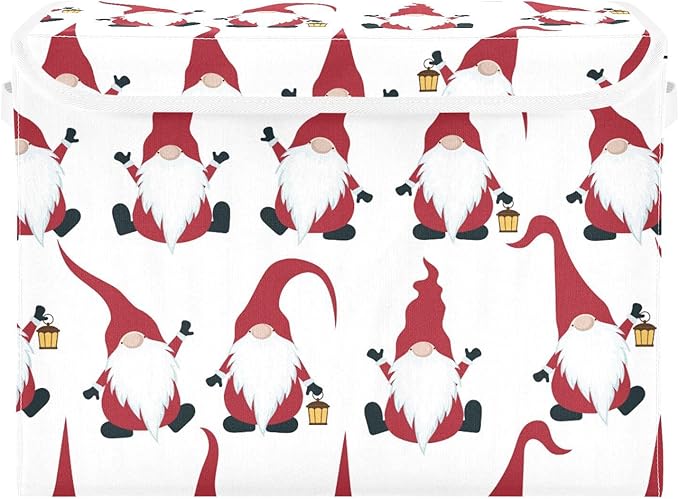 Christmas Baskets Collapsible Storage Bins with Lids, Christmas Gnomes Storage Boxes Clothes Baskets for Organizing