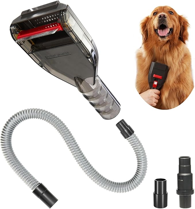 Kodahome Dog Brush Vacuum Attachments, Compatible with Shark Navigator Rotator Lift Away Stratos Rocket NV360 NV501 HV300... Vacuums, Pet Hair Shedding Grooming Tool with Hose Adapters
