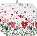 Valentine's Day Dish Drying Mat for Kitchen Counter Pink Red Love Drying Pad Absorbent Drying Mats for Countertops Sinks Draining Racks Romantic Drainer Valentines Holiday Decorations 16x18 Inch