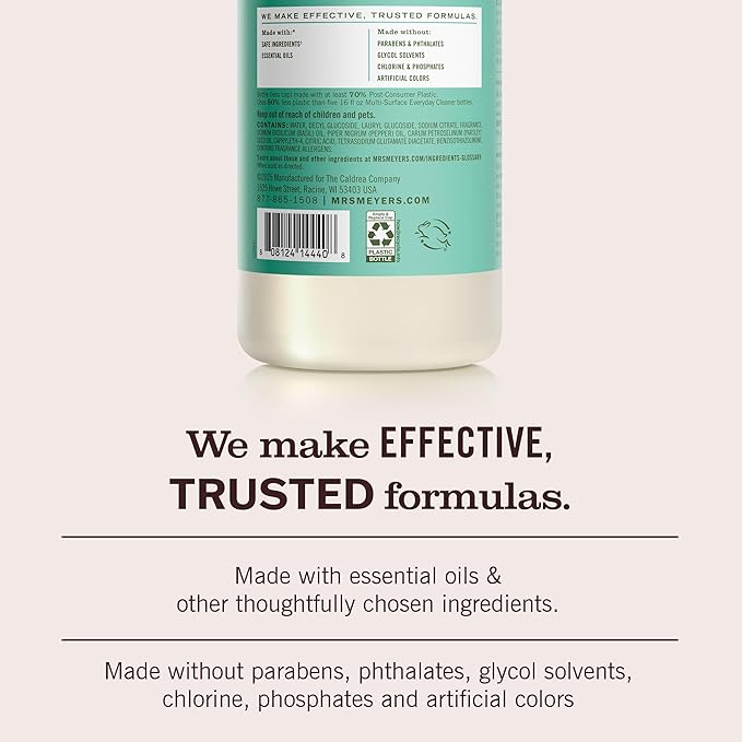 MRS. MEYER'S CLEAN DAY Multi-Surface Cleaner Concentrate, Use to Clean Floors, Tile, Counters, Basil, 32 fl. oz
