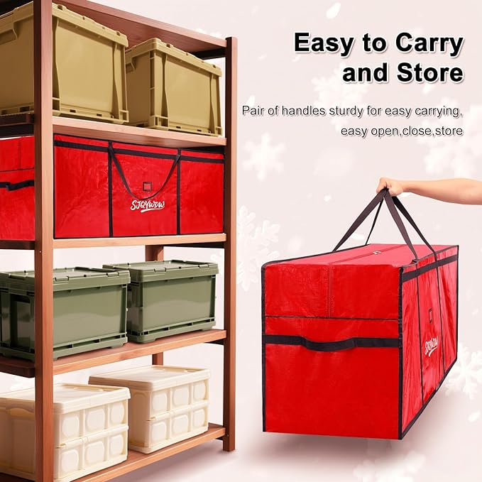 Small Christmas Tree Storage Bag 4ft/5ft – Heavy Duty Reusable Tree Storage Bag with Reinforced Handles, Thickened PE Material Moisture-resistant Tearproof for Short Holiday Trees (Red)