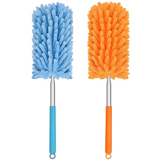 TIMIVO Mini Duster for Cleaning, 360° Bendable Hand Dusters with Extension Pole, Washable Small Duster for Car Interior, Office, Furniture