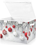 senya Christmas Baskets Collapsible Storage Bins with Lids, Christmas Snowflakes Balls Pattern Storage Boxes Clothes Baskets for Organizing, B06D22020