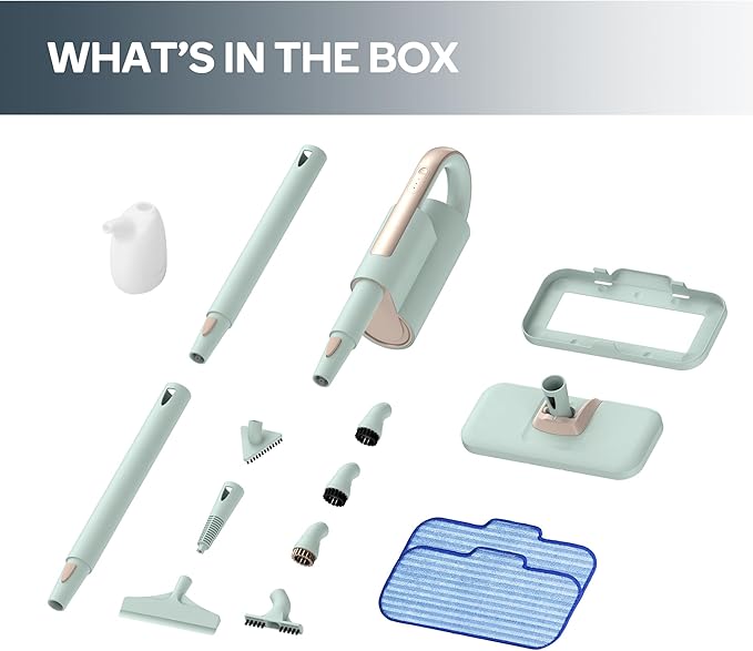 Newbealer Steam Mop & Detachable Handheld Cleaner, 250ml 1200W Powerful Floor Steamer, 3 Adjustable Levels for Carpet Laminate Hardwood Grout, Carpet Glider, 7 Multi-purpose Accessories & 2 Pads