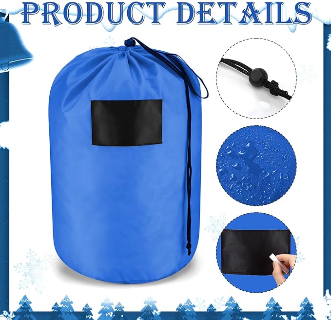 3 Pcs 21 x 12 Inch Christmas Inflatable Decorations Storage Bag with Drawstring Waterproof Christmas Storage Containers for Holiday Xmas Ornaments Accessories Gift Organizer (Blue)