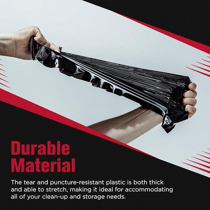 Veska 33 Gallon Trash Bags, (Huge 100 Bags w/Ties) Large Black Garbage Bags 30 Gallon, 32 Gallon, 35 Gallon Trash Can Liners