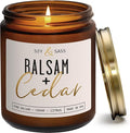 Balsam Candle, Christmas Candles Scented - 'Balsam + Cedar' Soy Candle, w/Balsam Fir, Cedar & Citrus - Infused with Essential Oils I Balsam Fir Candles I 9oz, 50Hr, Made in USA